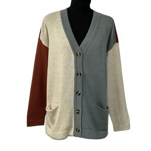 Knot sisters Color Block Oversized Cardigan(Size Small)